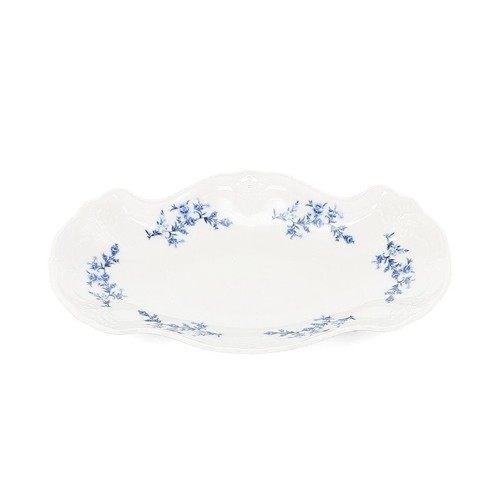 Serveerschaal afm. 26x16cm. blauw flower Retro BonBistro