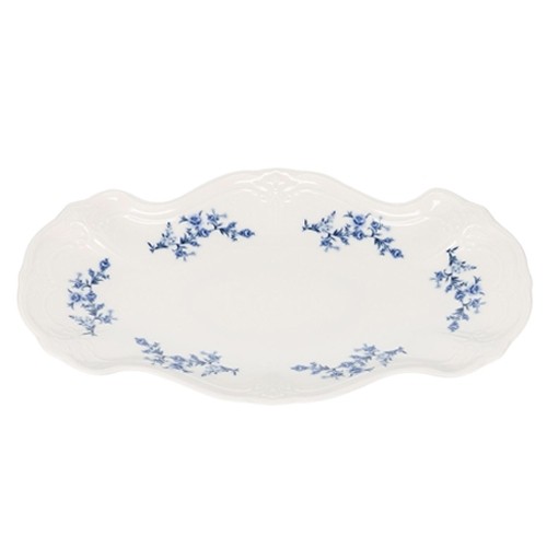 Serveerschaal afm. 39x25cm. blauw flower Retro BonBistro