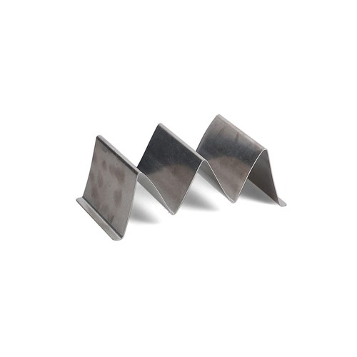 Taco houder afm. 19x10cm. hgt. 6cm. 3 delen antique zilver Serve BonBistro
