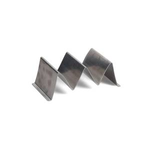Porte-tacos : dimensions 19 x 10 cm, hauteur 6 cm. 3 pièces, argent antique. Service BonBistro