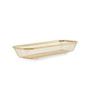 Panier en fil de fer, dimensions 31 x 13 cm, hauteur 5,5 cm, doré. Service BonBistro