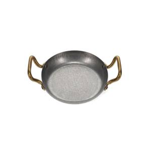 Serving dish diam. 18cm. hgt. 3.5cm. with gold handle hammered antique silver Serve BonBistro