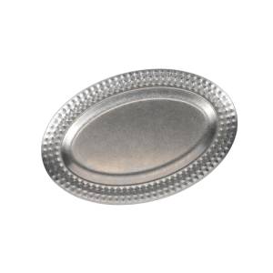 Serving dish dimensions 30x20cm with textured rim antique silver Serve BonBistro