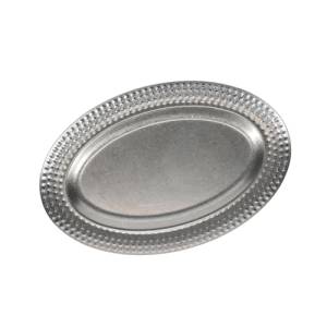 Serving dish dimensions 35x23cm with textured rim antique silver Serve BonBistro