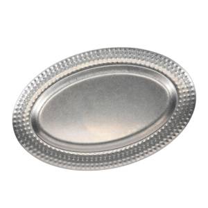 Serving dish dimensions 41x26.5cm with textured rim antique silver Serve BonBistro