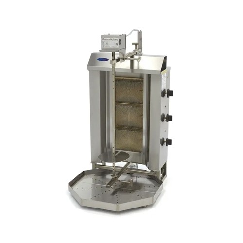 Shoarma grill op gas afm. 54,5x64x98,2cm. voor 30kg. vlees Maxima