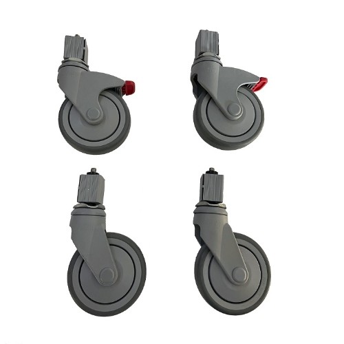 Set van 4 zwenkwielen tbv werktafels rvs