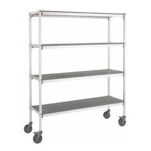 Verrijdbare stelling 4-schappen afm. 140x40cm. HG. 175cm.