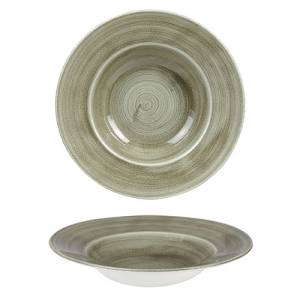 Schaal met brede rand Stonecast Patina diam. 28cm. kleur Burnished Green Churchill