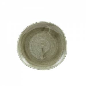 PLATE FLAT ORGANIC STONECAST PATINA DIAM. 18.6CM. COLOR BURNISHED GREEN CHURCHILL