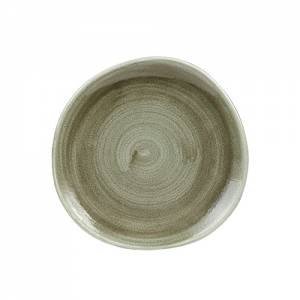 Bord plat organic Stonecast Patina diam. 21cm. kleur Burnished Green Churchill