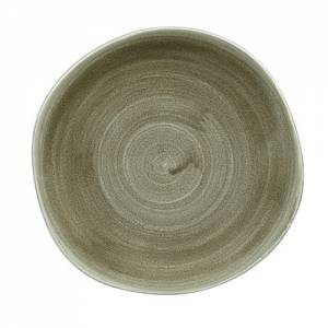 PLATE FLAT ORGANIC STONECAST PATINA DIAM. 26.4CM. COLOR BURNISHED GREEN CHURCHILL