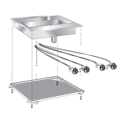 Multifunctionele braadpan inh. 21ltr. afm. 60x60cm. hgt. 32cm. VBE60D Mareno