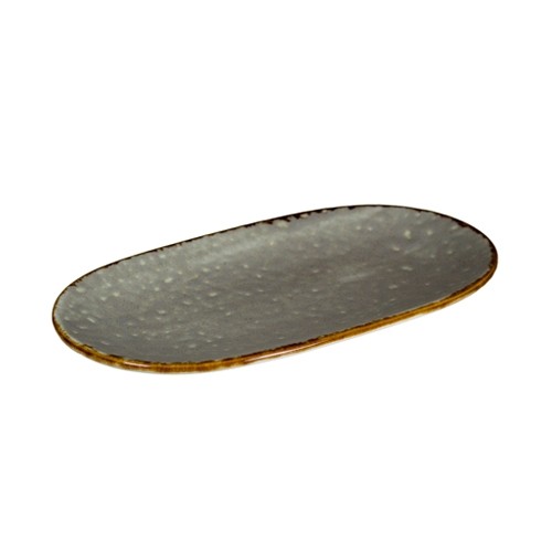 Bord ovaal 22x12cm. Jersey grijs Q Authentic