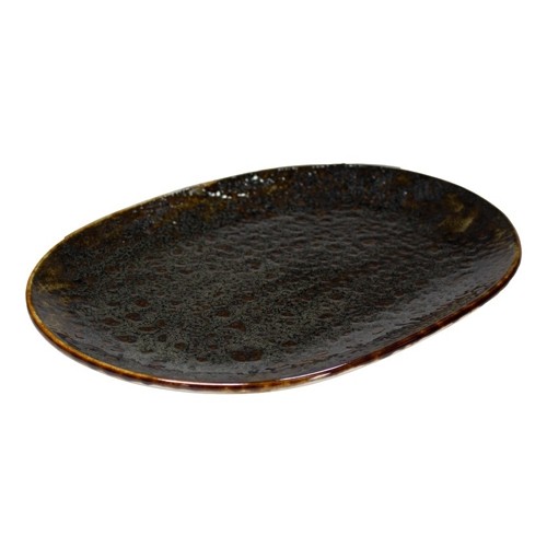 Bord ovaal afm. 34x25cm. Jersey bruin Q Authentic