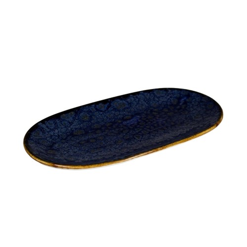 Bord ovaal afm. 22x12cm. Jersey blauw Q Authentic