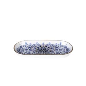 Teller, oval, 17 x 9 cm, Höhe 2,2 cm. Fliese, Tradition.