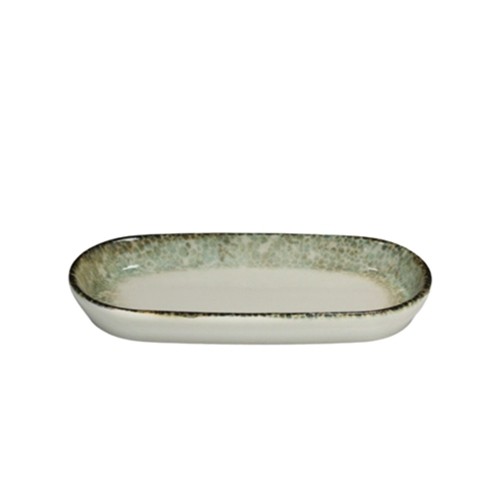 Oval plate dimensions 17x9x2.2cm. Rust green