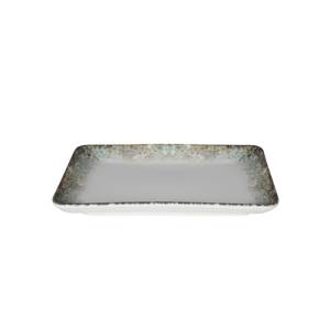 Rectangular plate, dimensions 18x13cm. Rust green