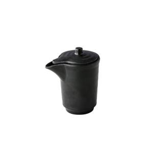 Sauskan met deksel diam. 6,8cm. hgt. 8,5cm. inh. 150 ml Asia zwart