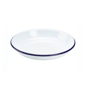 Emaille pasta bord zwart met witte rand diam. 20cm.