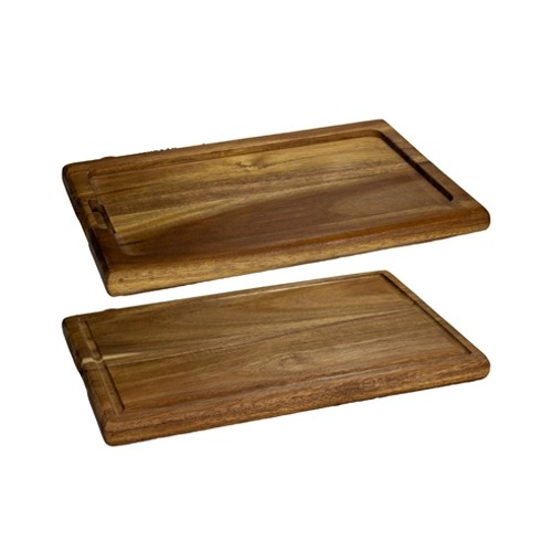 Plank acacia met inlay rechthoekig afm. 29x20cm. hgt. 2cm.