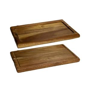 Plank acacia met inlay rechthoekig afm. 29x20cm. hgt. 2cm.