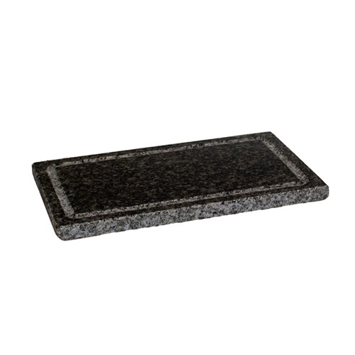 Grillsteen graniet met RVS beschermplaat afm. 25x15cm. hgt. 1,5cm.