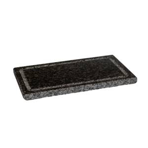 Grillsteen graniet met RVS beschermplaat afm. 25x15cm. hgt. 1,5cm.