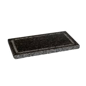 Grillsteen graniet met RVS beschermplaat afm. 25x15cm. hgt. 2,5cm.