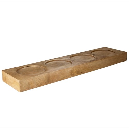 Buffet houder met 4 uitsparing  afm. 52.5x13 hgt. 4cm. Mangohout
