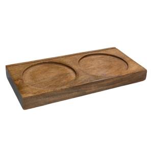 Buffet mit 2 Vertiefungen für Servierschüsseln, Maße 35,5 x 17 cm, Höhe 3,5 cm. Mangoholz.