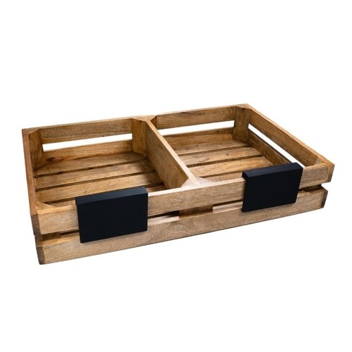 Buffetkrat met verdeler afm. 56x35 hgt. 10cm. Mangohout
