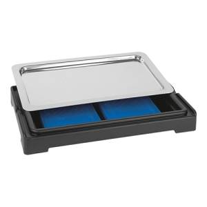 Schwarze 1/1 GN Buffet inklusive Edelstahlregal und 2 Kühlelementen