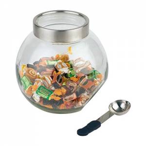 VORRATSGLAS MIT DECKEL UND LÖFFEL DURCHM. 20 CM. GLAS