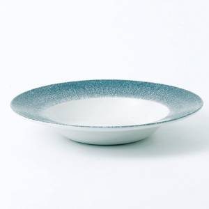 Bord diep met brede rand raku kleur Topaz Blue diam. 28cm. Churchill