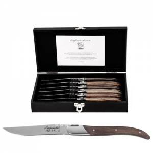 Steakmessen luxury line gemengd hout roestvrijstaal set á 6 stuks Laguiole Style de Vie
