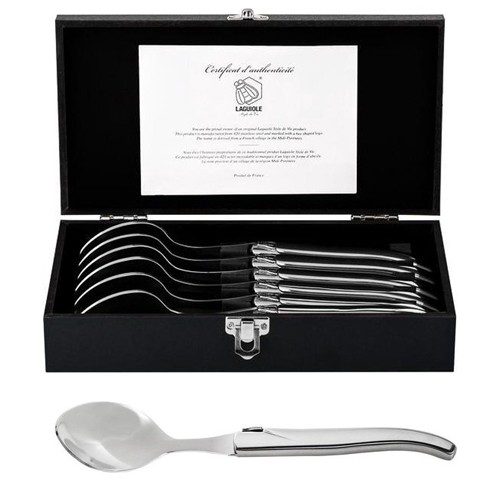STEAK SPOONS LUXURY LINE STAINLESS STEEL SET OF 6 PIECES LAGUIOLE STYLE DE VIE