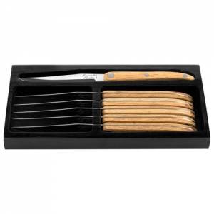 COUTEAUX A STEAK GAMME INNOVATION CHENE LAME LISSE INOX SET DE 6 PIECES LAGUIOLE STYLE DE VIE