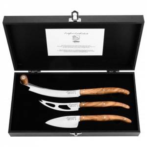 Kaasmessen v2 luxury line eiken roestvrijstaal set á 3 stuks Laguiole Style de Vie