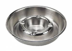 ASHTRAY WITH SPILL EDGE DIAM. 14CM. Stainless steel