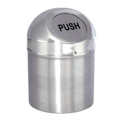 POUBELLE DE TABLE AVEC COUVERCLE HANCHE DIAM. 12CM. HG. 18CM. acier inoxydable