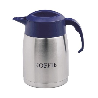 POT ISOLÉ EASYCLEAN DOUBLE PAROI CONTENU EN ACIER INOXYDABLE. 1,6L. COULEUR BLEU AVEC IMPRIMÉ CAFÉ