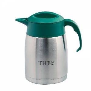 Isoleerkan EasyClean dubbelwandig rvs inh. 1,6l. kleur groen m/opdruk thee