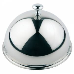 Cloche m/verchroomde knop diam.28x(h)18cm. rvs