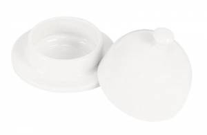 BUTTERPULVER MIT CLOCHE DURCHM. 9CM. HG. 8CM. PORZELLAN