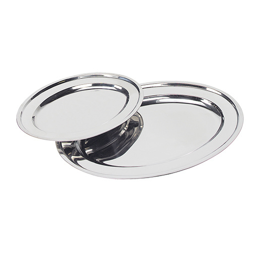 SERVING DISH STAINLESS STEEL OVAL WITH BEAD EDGE DIM. 35X24CM.