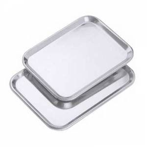 Serveerplateau mat gepolijst zonder grepen afm. 39x28cm. rvs 18/10