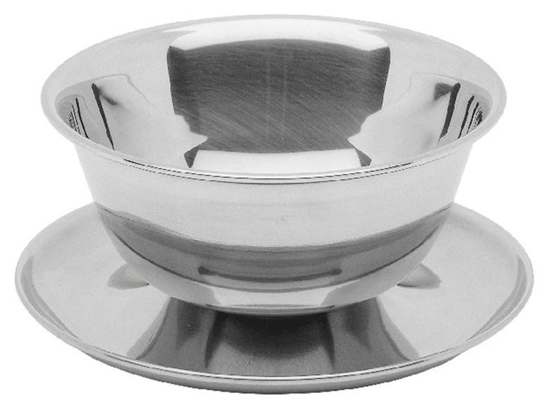 Soepkop op schotel diam. 12,5cm. inh. 40cl. rvs 18/8