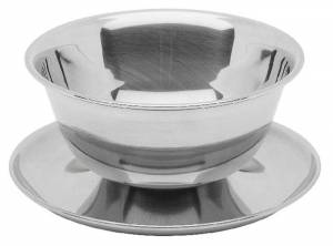 Soepkop op schotel diam. 12,5cm. inh. 40cl. rvs 18/8